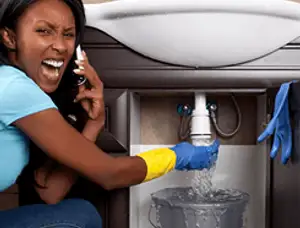 Emergency plumbing repair for a leaking sink drain under a bathroom vanity in Billings, MT